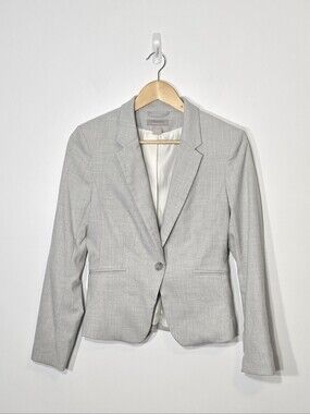 H&M Light Gray Business Casual 1 Button Front Tailored Blazer Size XSmall